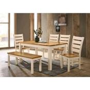 Chelsea Cream/Oak Dining Set. Table, 4 Chairs and Bench