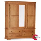 Delta Oak Triple Wardrobe with Drawers