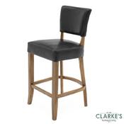 Duke leather blue ink bar stool