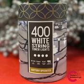 400 LED Battery Operated Christmas String Lights - Cool White 39.9m