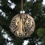 Antique Gold Christmas Glass Bauble 10cm