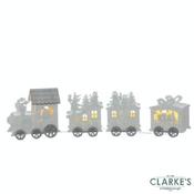 In Lit Wooden Christmas Santa Train 42cm