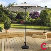 Crank and Tilt Aluminium Garden Parasol with Solar Lights 2.5 Metre Beige