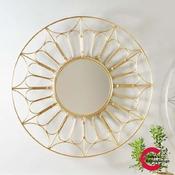 Gold Metal Cane Round Wall Mirror image
