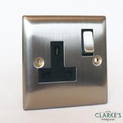 Power Pro 13A Single Pole Switched Socket Brushed Steel