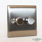 Power Pro Double Dimmer Switch Brushed Steel
