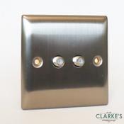 Power Pro Double Satellite Outlet Socket Brushed Steel