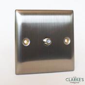 Power Pro Single Satellite Outlet Socket Brushed Steel