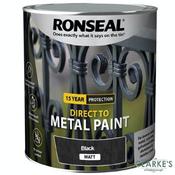 Ronseal Direct To Metal Paint Black Matt 750ml image