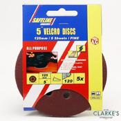 Safeline Orbital Sander 5" Sanding Discs 120 Fine Pack of 5