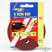 Safeline Orbital Sander 5" Sanding Discs Assorted | Pack of 5