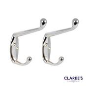 Chrome Hat &amp; Coat Hooks 105mm