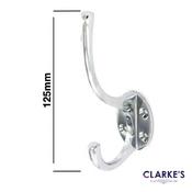 Chrome Hat &amp; Coat Hook 125mm