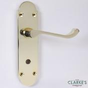 Carisbrooke Bathroom Lock Door Handle Pack Brass image