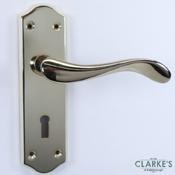 Charlotte Scroll Lock Door Handle Pack Brass image