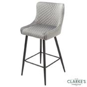 Talia Velvet Bar Stool Grey