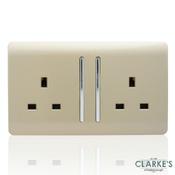 Trendi Switch 2 Gang Gloss Gold Wall Socket image