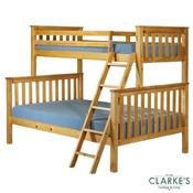 Triple pine bunk bed image