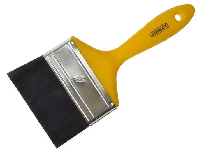 STANLEY 4in Paint Brush Yellow Handle Black Bristles Rust-Resistant Ferrule
