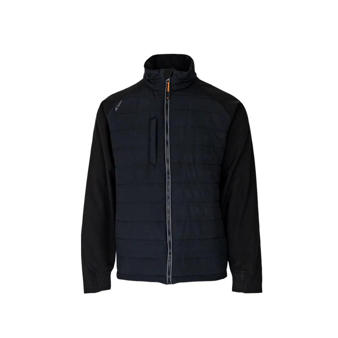 Xpert Pro Insulated Hybrid Jacket Black XXL - Water Resistant Breathable Rip-Stop Nylon Soft-shell with Padded Chest and Orange Accents