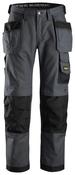 Snickers 3214 Canvas+ Craftsmen Holster Pockets Trousers - Grey/Black - 146 - W33 L35