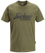 Snickers Logo T-Shirt Khaki Green 2590 | Soft &amp; Comfortable Everyday Workwear Tee - Small