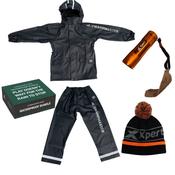 Xpert Swampmaster Stormgear Junior Waterproofs Gift Bundle SWP32 | Jacket, Trousers, Beanie &amp; Mini torch - 9-10