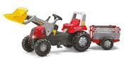Rolly Kids Red Junior Pedal Tractor with Trailer &amp; Loader image