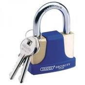 Draper 42mm Solid Brass Padlock &amp; 2 Keys with Hardened Steel Shackle &amp; Bumper