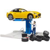 Bruder Car Service Centre with Roadster - 1:16 Scale Playset | Mechanic, Lift &amp; Tools