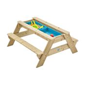 Kids Picnic Bench Style Play Table &amp; Sand Pit - Dual-Use with Removable Bowls for Sand and Water