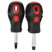 Tomahawk Stubby Screwdriver Set (2-Piece) | Soft Rubber Anti-Slip Grip | Flat 6mm &amp; Pozi PZ2 image