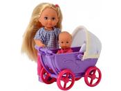 Evi Love Doll Walk Set with Stroller &amp; Baby - Role Play Toy for Age 5+ - Purple image
