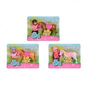 Evi Love Pony Doll with Stylish Jockey Outfit &amp; Pony - Compact Size for Travel - Light Brown
