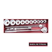 Jefferson 14 Piece 3/4" Drive Socket Set - Metric Sockets, Ratchet, Extensions, and T-Bar