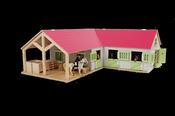 Kids Globe Wooden Horse Farm with Movable Doors Windows &amp; Roof