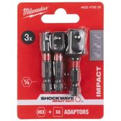 Milwaukee 4932479228 ShockWave 3 Piece Impact Duty Adaptor Set | 1/4" Hex to Square Drive