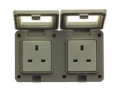 Powermaster 2 Gang Outdoor Damp Proof Socket - IP55 Rated image