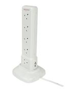 PowerMaster 10‑Gang 2‑m Surge Protection Tower Extension Lead with 2 USB Outlets - Ref X1010 image