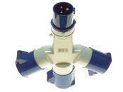 PowerMaster 16 Amp 220 V 2 Pin+Earth Blue 3‑Way Splitter (CEE24)