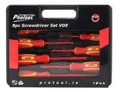 Protool 8pc VDE Screwdriver Set PT380SD08VDE - Insulated Electricians Drivers image