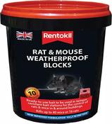 Rentokil Mouse &amp; Rat Weatherproof Blocks 10 Pcs - Durable Outdoor Rodent Control Solution