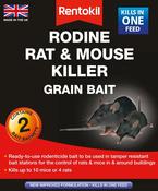 Rentokil Rodine Rat &amp; Mouse Killer Grain Bait 2 Sachets - Effective Rodent Control Solution