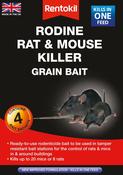 Rentokil Rodine Rat &amp; Mouse Killer Grain Bait 4 Sachets - Fast and Effective Rodent Control