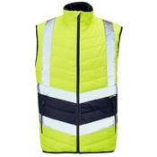 Supertouch 2 Tone Hi Vis Puffer Bodywarmer | Yellow/Navy Quilted Safety Vest - L image