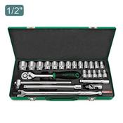 Toptul 1/2" Drive 24-Piece Metric Socket Set in Metal Case - QGCAD2403
