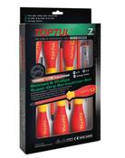 Toptul 7Pc VDE Insulated Screwdriver Set - Slotted &amp; Phillips with Voltage Tester image
