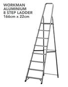 Workman Aluminium 8 Step Ladder - 166cm x 22cm (L017)