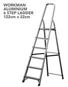 Workman Aluminium 6 Step Ladder - 122cm x 22cm (L015)