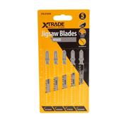 XTRADE JT101D Jigsaw Blade Wood (5 Pack) - 100mm CrV Blades for Deep, Clean Wood Cuts